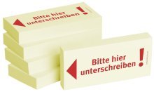 5X Bedruckte Haftnotizen - Text: Bitte hier unterschreiben BIZSTIX 1301010143 5 x 100 Blatt 75 x 35 mm von BIZSTIX