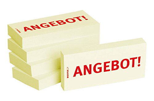 BIZSTIX® Business Haftnotizen"Angebot!" - 1 Packung mit 5 Haftnotizblöcken zu je 100 Blatt, 75 x 35 mm von BIZSTIX