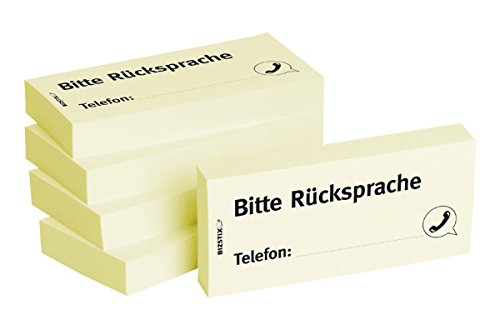 BIZSTIX® Business Haftnotizen"Bitte Rücksprache" - 1 Packung mit 5 Haftnotizblöcken zu je 100 Blatt, 75 x 35 mm von BIZSTIX