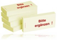 BIZSTIX® Business Haftnotizen "Bitte ergänzen" - 1 Packung mit 5 Haftnotizblöcken zu je 100 Blatt, 75 x 35 mm von BIZSTIX