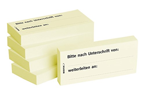 BIZSTIX® Business Haftnotizen "Bitte nach Unterschrift von ... weiterleiten an" - 1 Packung mit 5 Haftnotizblöcken zu je 100 Blatt, 75 x 35 mm von BIZSTIX