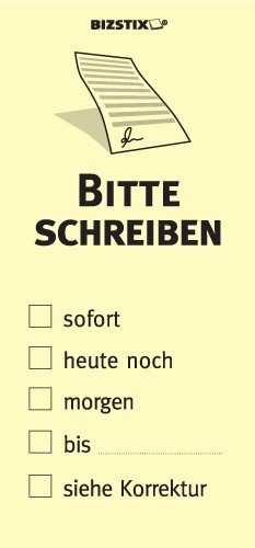 BIZSTIX® Business Haftnotizen "Bitte schreiben" - 1 Packung mit 5 Haftnotizblöcken zu je 100 Blatt, 75 x 35 mm von BIZSTIX