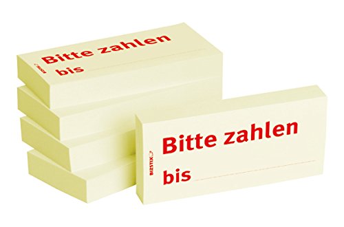 BIZSTIX® Business Haftnotizen "Bitte zahlen bis" - 1 Packung mit 5 Haftnotizblöcken zu je 100 Blatt, 75 x 35 mm von BIZSTIX