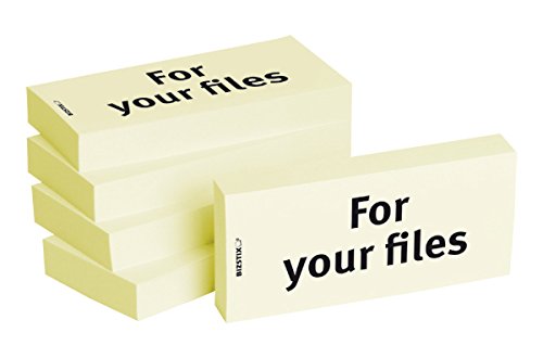 BIZSTIX® Business Haftnotizen "For your files" - 1 Packung mit 5 Haftnotizblöcken zu je 100 Blatt, 75 x 35 mm von BIZSTIX