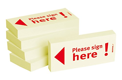 BIZSTIX® Business Haftnotizen "Please sign here!" - 1 Packung mit 5 Haftnotizblöcken zu je 100 Blatt, 75 x 35 mm von BIZSTIX