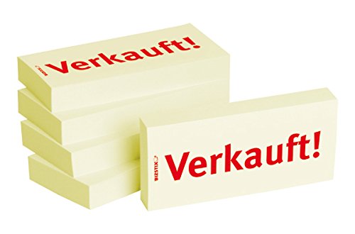 BIZSTIX® Business Haftnotizen "Verkauft!" - 1 Packung mit 5 Haftnotizblöcken zu je 100 Blatt, 75 x 35 mm von BIZSTIX