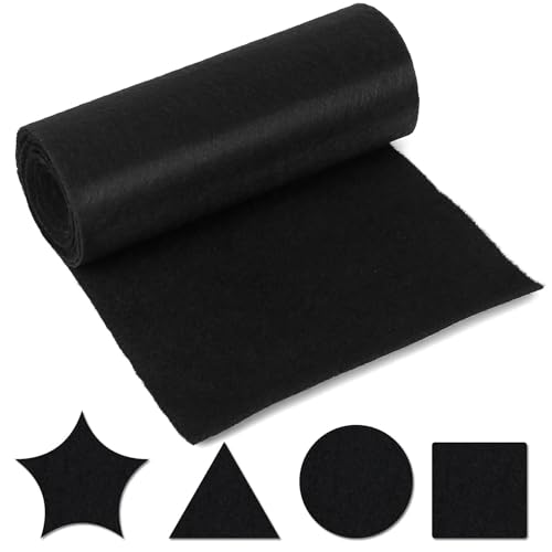 Filzmatte Schwarz, Filz Meterware 30 cm x 300 cm, Filzrolle Filzstoff Meterware, Filzstoff zum Basteln, Filz zum Basteln, Stickfilz Dick 4mm, Filzunterlage zum Filzen Nähen für Handwerken Dekoration von BJBJJIU