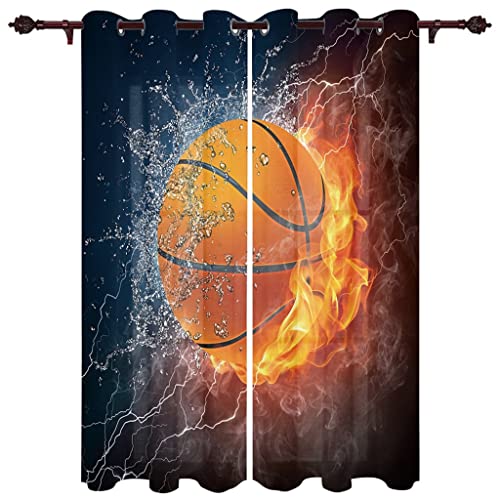 Basketball-Fenstervorhänge für Wohnzimmer, Schlafzimmer, Heimdekoration, Volantvorhänge für die Küche (Farbe: D, Größe: 100 x 215 x 2) (B x H x T) 100 x 160 cm x 2 cm von BJFIDOJPIEWWWWGR