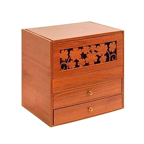 Make-up-Organizer, Retro-Holz-Make-up-Organizer mit Spiegel und 2 Schubladen, großer Kosmetikpinselhalter, Aufbewahrungsbox, Schrank, Badezimmer, Kommode, Schreibtisch, Büro, Aufbewahrung, Organizer, von BJFIDOJPIEWWWWGR