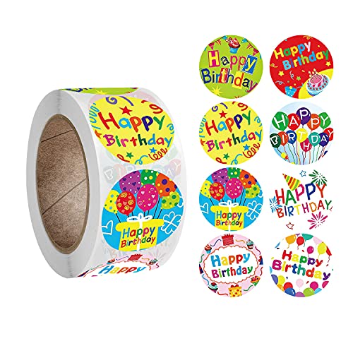 BJH 500 Stück Rolle Alles Gute zum Geburtstag Stickers Etiketten Aufkleber, für Geschenk Party Umschlag Dekoration DIY-Geschenk LX von BJH