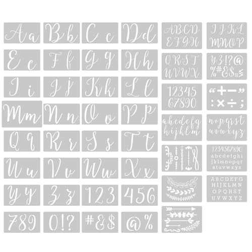 Zahlen-Alphabet-Schablonen, Buchstaben-Zeichen-Vorlagen, Malschablonen-Set für Veranda-Schilder, 45 Stück von BJMAND