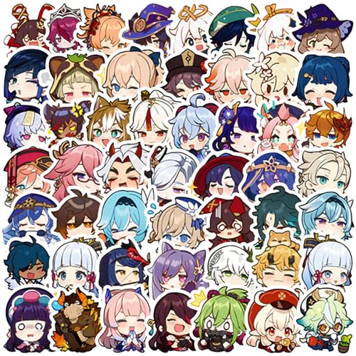 50PCS Genshin Impact Stickers Pack, Anime Genshin Stickers, Genshin Impact Merch, Waterproof Vinyl Sticker for Laptop Children Cars Motorcycle Bicycle Skateboard Luggage Suitcase Computer von BJPERFMS