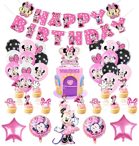 Decoración Cumpleaños Minnie Mouse, Decoracion Cumpleaños Minnie, Kit Globos Cumpleaños Niño Minnie, Fiesta de Cumpleaños, para Infantil Chicos Chicas, 38PCS von BJPERFMS