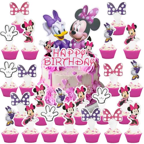 Decoracion Tarta Minni Mouse, Topper Tarta Minni Mouse, Decoracion Tartas Cumpleaños Minni, Topper Tarta Cumpleaños, 25PCS Cake Topper Mickey, Cupcake Topper, Cumpleaños Cake Decoraciones von BJPERFMS