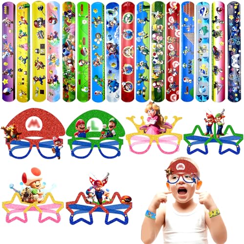 Mario Party Mitgebsel Kindergeburtstag, Mario Geburtstag Deko Spielzeug Set, Mario Schnapparmband Kinder, Mario Kindergeburtstag Clap Bracelets, Mario Party Mitgebsel Gläser, Mario Deko Geburtstag von BJPERFMS