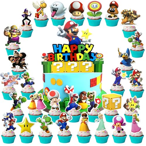 Mario Tortendeko, Mario Kuchen Deko, 31PCS Mario Cake Topper, Mario Kuchen Deko, Tortenaufleger, Cartoon Deko Torte, Cake Decoration für Geburtstag Deko Mario Tortendeko, Mario Kuchen Deko, 31PCS Mario Cake Topper, Mario Kuchen Deko, Tortenaufleger, Cartoon Deko Torte, Cake Decoration für Geburtstag Deko von BJPERFMS