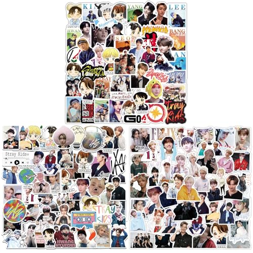 Stray Kids Sticker Set, Kpop Sticker, 150 Stück Stray Kids Aufkleber, Stray Kids Meme Sticker, Wasserdichte Sticker Set, Mini Fotoaufkleber, Geschenk für Fans, für Laptop Helm Fahrrad von BJPERFMS