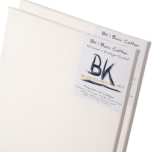 2 B.K. BASIC LEINWÄNDE AUF KEILRAHMEN 50x150 cm | 100% Baumwolle, Qualitäts Malgrundierung, malfertige bespannte Keilrahmen zum Malen von BK BILDERRAHMEN KOLMER
