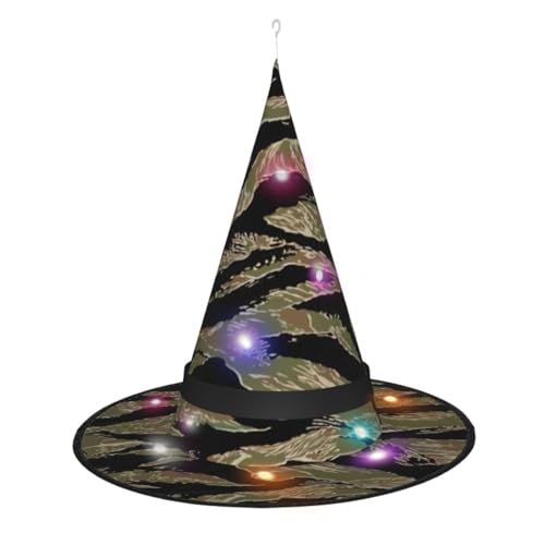 BKDODKS Hexenhut für Erwachsene, mit Tigerstreifen, Camouflage-Druck, für Halloween, Weihnachten von BKDODKS