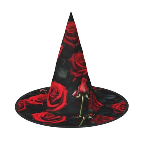 BKDODKS Lustige Halloween-Hüte mit Rosenblüten, einzigartige Party-Dekoration, gruselige Hexenhüte für Damen und Herren von BKDODKS