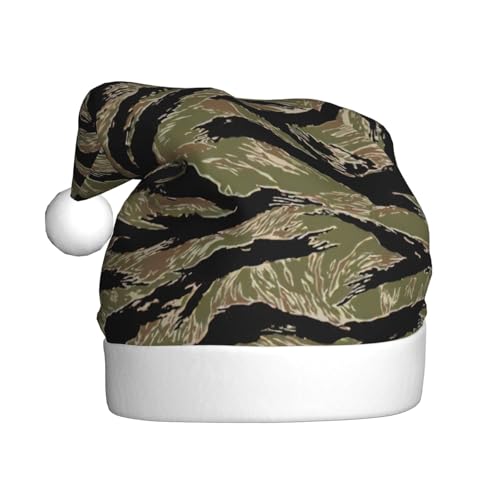 BKDODKS Weihnachtsmütze mit Tigerstreifen, Camouflage-Druck, lustige Weihnachtsmütze für Erwachsene, Urlaubsmütze für Weihnachtsfeiern von BKDODKS