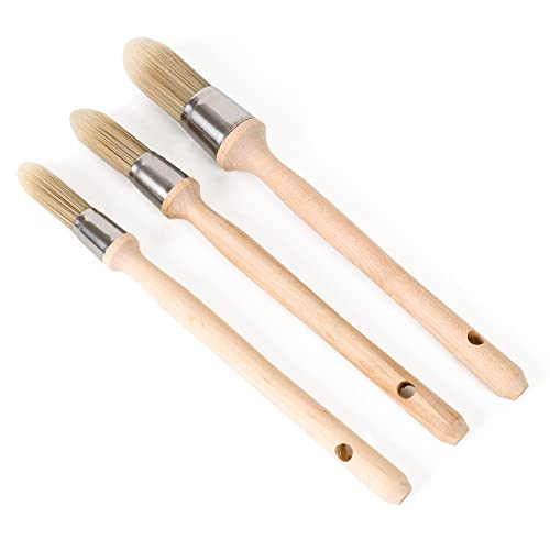 Trim Painting Tool, 3 Packungen mit 1,5 Zoll, 1,9 Zoll, 2,5 cm kleine Pinsel für Wände, Ausbesserung, Kantenmalwerkzeug, runder Farbpinsel für Hauswandkanten, Trim Paint Brushes von BKTLCAU