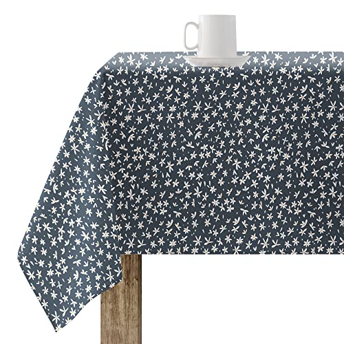 BELUM | Tischdecke, 140 x 140 cm, harzbeschichtet, schmutzabweisend, Modell 0120-36, Tischdecke ohne Wachstuch, Tischdecke ohne Steifigkeit, Baumwolle, Jeansblau von BL BELUM