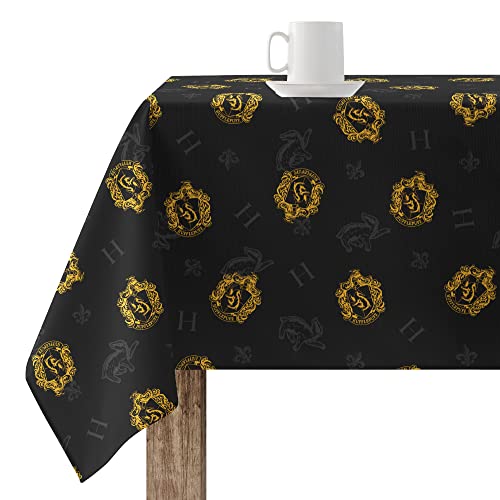 BELUM Tischdecke, 250 x 140 cm, Harry Potter, harzbeschichtet, schmutzabweisend, Modell Hufflepuff Shield Black von BL BELUM