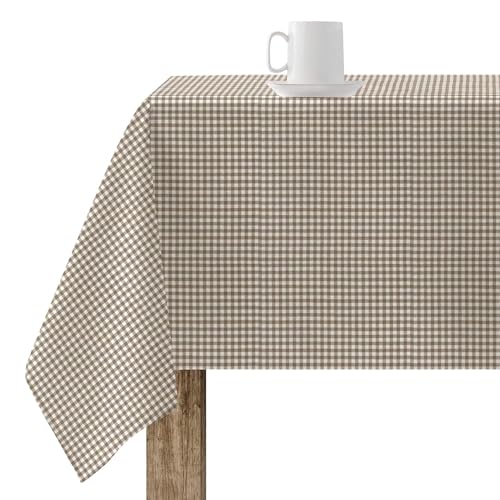 BELUM Tischdecke, harzbeschichtet, schmutzabweisend, 50-04, kariert, Vichy-Größe, 250 x 155 cm, fleckenabweisende Tischdecke, Vichy-Beige, Tischdecke aus 100% Bio-Baumwolle von BL BELUM