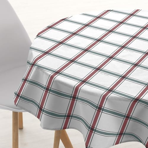 BELUM | Tischdecke Weihnachten, Durchmesser 100, rund, 100% Baumwolle, harzbeschichtet, schmutzabweisend, Modell Elegant Christmas 4 von BL BELUM