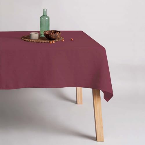 Belum Tischdecke, schmutzabweisend, 100% Leinen, Bordeaux, 350 x 150 cm, rechteckig, aus Harz, wasserdichte Tischdecke in verschiedenen Größen, Leinen-Tischdecken für den Innen- und Außenbereich von BL BELUM