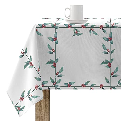 Belum Tischdecke für Weihnachten, Durchmesser 100 cm, rund, 100% Baumwolle, harzbeschichtet, schmutzabweisend, Modell White Christmas 1 von BL BELUM