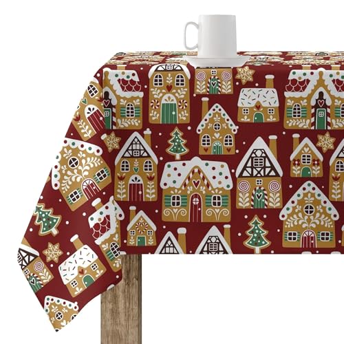 Belum | Weihnachts-Tischdecke, 300 x 140 cm, 100% Baumwolle, harzbeschichtet, schmutzabweisend, Modell Merry Christmas 65 von BL BELUM