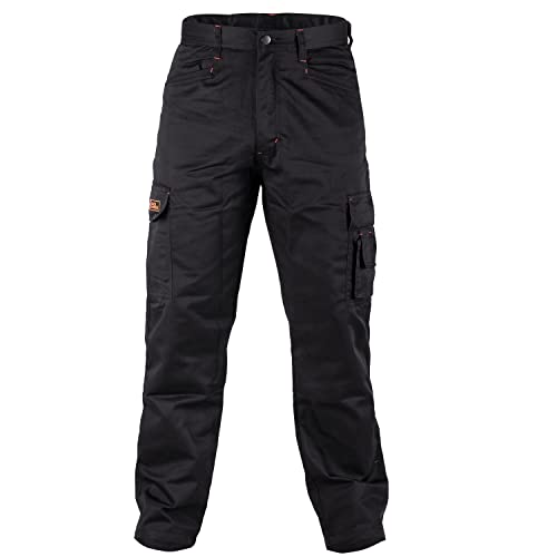 BLACK HAMMER Combat Arbeitshose Herren Cargo Hose Multitaschen Jogger Verstärkte Nähte Tradesman Warehouse Survival Schwarz (32W / 31 Regular) von BLACK HAMMER