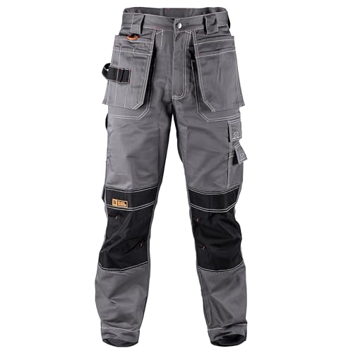 BLACK HAMMER Herren Sicherheitsarbeitshose Cargo Utility Entspannte Passform Wasserabweisend Dauerhaft und Bequeme Kleidung mit Kniepolstertaschen BAU-Arbeitskleidung Zilla (Graphit 38W / 29 Short) von BLACK HAMMER