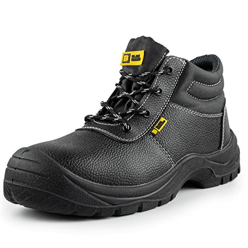 BLACK HAMMER Sicherheitsarbeitsstiefel für Herren Robuste, leichte Schützende Fußabdeckung S3 SRC mit Stahlkappen perfekt für Lager Handel Outdoor- und Indoor-Aktivitäten Glattleder 1400 (41 EU) von BLACK HAMMER