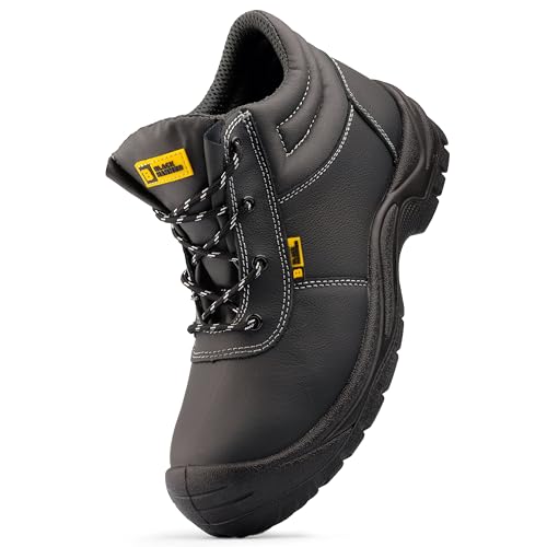 BLACK HAMMER Sicherheitsstiefel Herren Leichte Arbeitsschuhe mit Stahlkappe und Zwischensohle Wasserbeständig - Vollnarbenleder Outdoor Schuhwerk Entworfen für Stil und Komfort S3 SR William (39 EU) von BLACK HAMMER