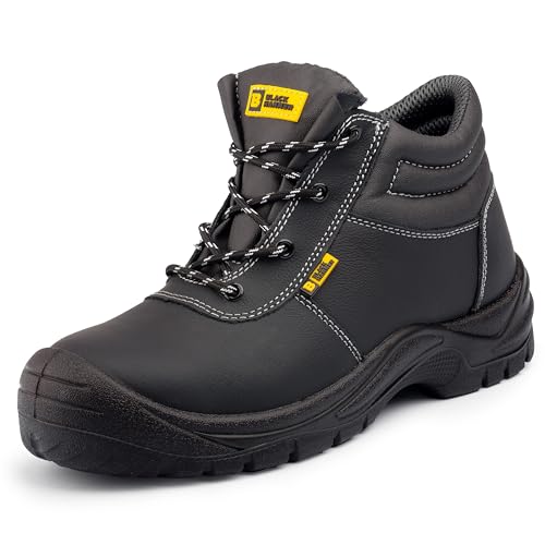 BLACK HAMMER Sicherheitsstiefel Herren Leichte Arbeitsschuhe mit Stahlkappe und Zwischensohle Wasserbeständig - Vollnarbenleder Outdoor Schuhwerk Entworfen für Stil und Komfort S3 SR William (41 EU) von BLACK HAMMER