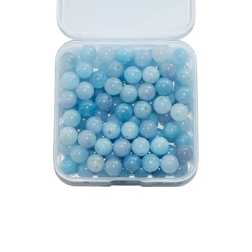 BLAESIFF 8mm 100pcs Naturstein Perlen, Edelstein perlen zur Schmuckherstellung(Aquamarin) von BLAESIFF