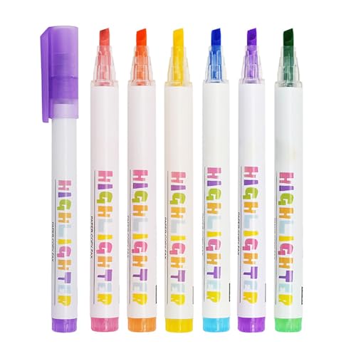 6 Farben Hochwertiger Textmarker, Handbuch GrußKarte Marker FüR Notizen Hervorhebung Weiche Marker, Perfekt FüR Die Hervorhebung TagebüCher (6 Farben (Orange+Pink+Gelb+Blau+Lila+Grün), 14.2*9.4*1.8cm) von BLAFT