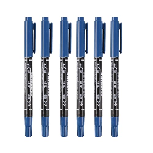 Marker Creative Double Tip Extremely Fine, Student Drawing Outlineing Water-Based Pen 3 Farben, 6 Wasserfeste Filzstifte Geeignet Zum Schreiben Auf Glas Und Stein, Und Student Drawing (blau, 14 cm) von BLAFT