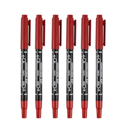 Marker Creative Double Tip Extremely Fine, Student Drawing Outlineing Water-Based Pen 3 Farben, 6 Wasserfeste Filzstifte Geeignet Zum Schreiben Auf Glas Und Stein, Und Student Drawing (rot, 14 cm) von BLAFT