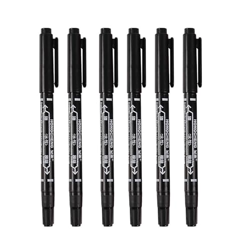 Marker Creative Double Tip Extremely Fine, Student Drawing Outlineing Water-Based Pen 3 Farben, 6 Wasserfeste Filzstifte Geeignet Zum Schreiben Auf Glas Und Stein, Und Student Drawing (schwarz, 14 cm) von BLAFT