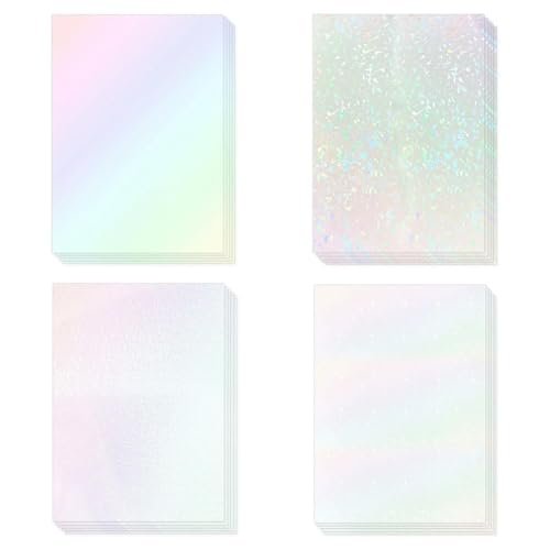 BLASHRD 20 Blatt Holografisches Aufkleberpapier, A4-Größe, Vinyl-Laminierungsaufkleberfolie, Wasserdicht, Selbstklebender Laminataufkleber, Einfach Anzubringen, Einfach zu Verwenden von BLASHRD