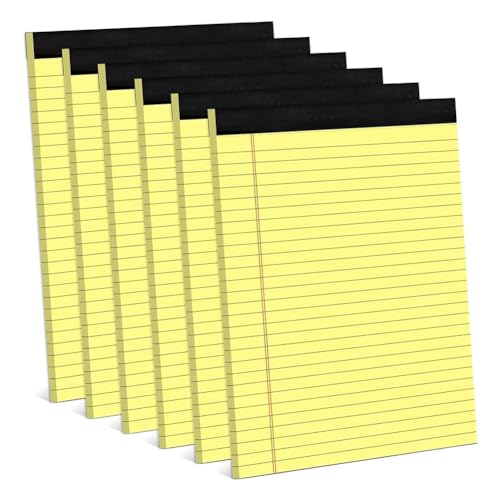 BLASHRD 6er-Pack Gelbe Notizblöcke, 8,5 X 11,75, Schmale, Linierte Schreibnotizblöcke, Gelbe Papierblöcke, College-Notizblock, Liniert, Langlebig, Gut Verarbeitet von BLASHRD