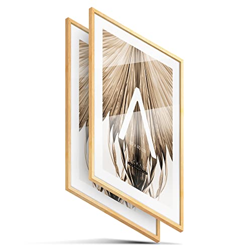 BLCKART Foto Bilderrahmen Set | 2 Stk. | Hochwertige 30x40 cm Fotorahmen Holz Natur Rahmen Hell Slim von BLCKART