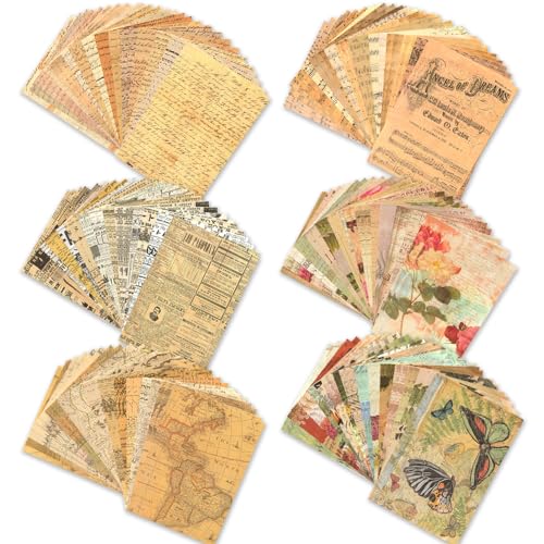 180 Blatt Scrapbook Papier, Vintage Journaling Supplies Retro Natur Muster Bastelpapier für Junk Journal Ephemera Notebook Zimmer Wand Schreibtisch Dekor Hintergrund Collage Kartenherstellung von BLEDS