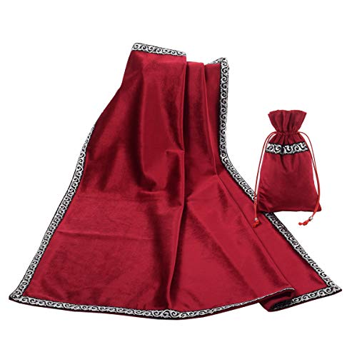 BLESSUME Altar Tarot Mesa Stoff Göttlichkeit Wicca Samt Stoff mit Tarot Tasche (Rot) von BLESSUME