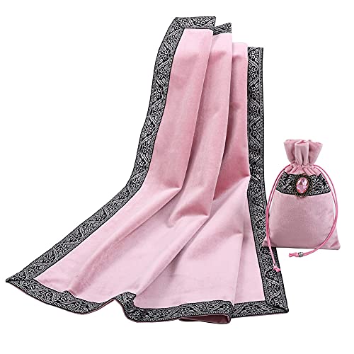 BLESSUME Witch Velvet Altar Tarot-Tischdecke und Beutel, quadratisch, Wahrsagungstuch, Rosa von BLESSUME