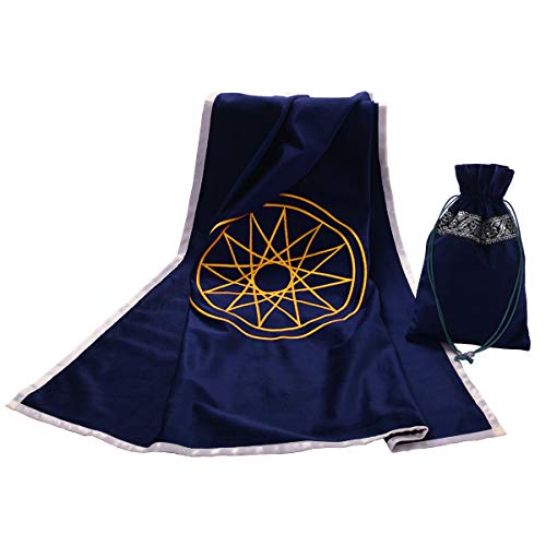 BLESSUME Tarot Tischdecke mit Tarot Tasche (Blau 3), Velvet, Square von BLESSUME